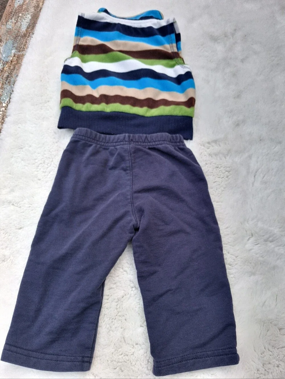 Toddler Striped Vest, Raccoon Tee & Pants Bundle - Blue/Grey/Red Size 9m Bundle